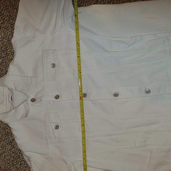 White Distressed Denim Jacket XXL - Picture 4 of 5